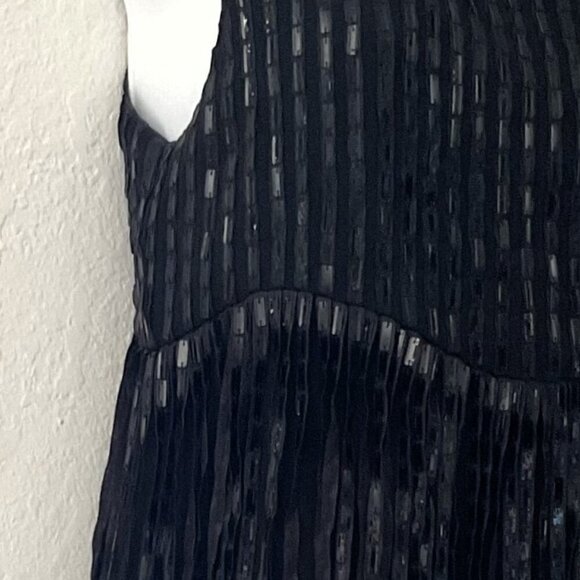 ALICE + OLIVIA SILK GEORGETTE BUBBLE HEM SEQUIN DRESS - Picture 15 of 15